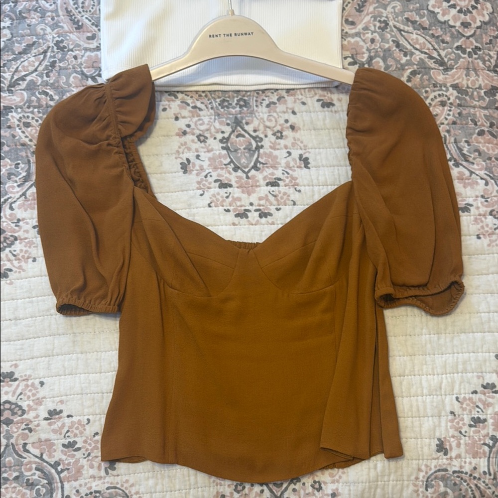 Wilfred Brown Puff Sleeve Bustier Blouse